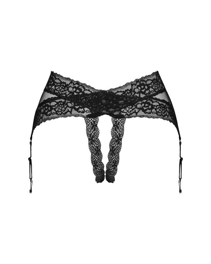 Black, crotchless garter belt