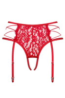 Red crotchless garter belt