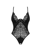 Black, crotchless teddy