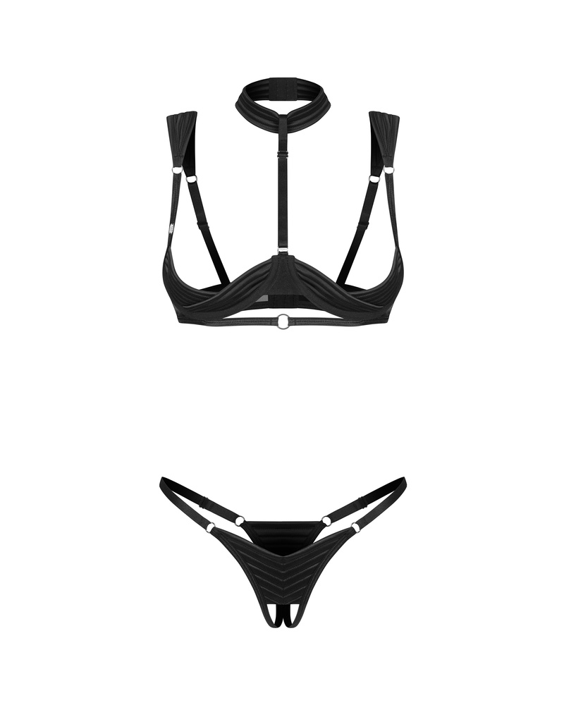 Black set: bra with choker & thong
