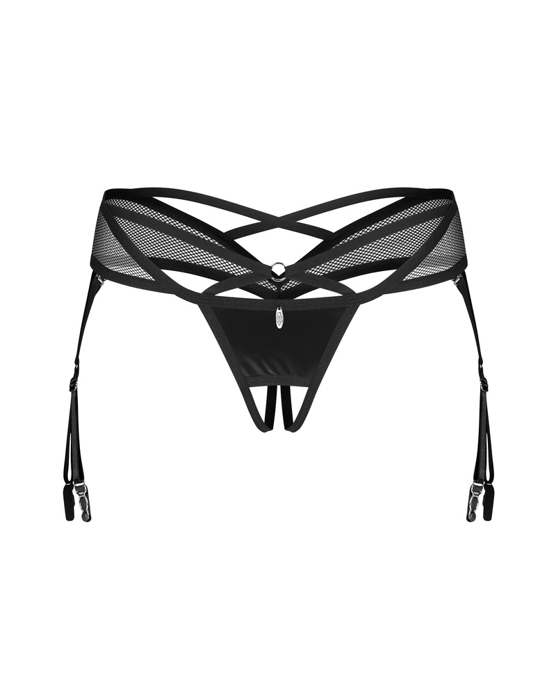 Crotchless thong with garterstraps