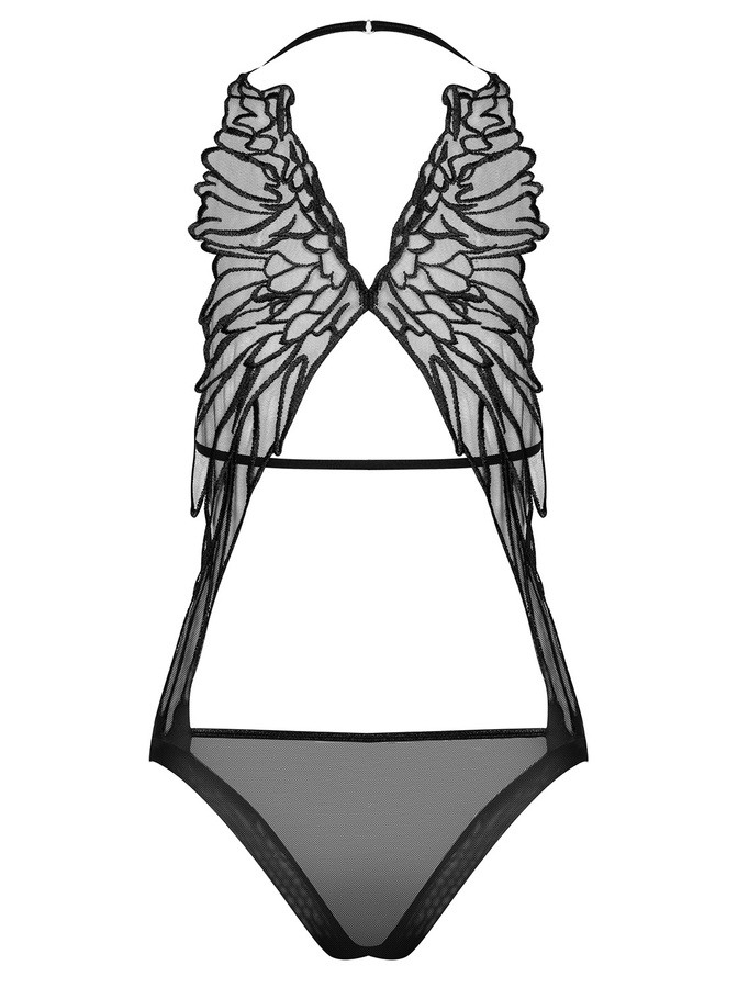 Black teddy with wings pattern