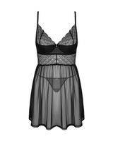 Babydoll nero trasparente e perizoma