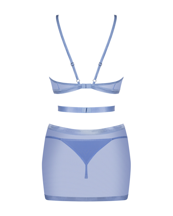 Blue, transparent dress & thong