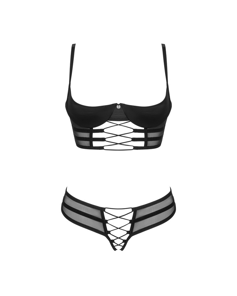 Set: reggiseno senza coppe e perizoma aperto sul cavallo