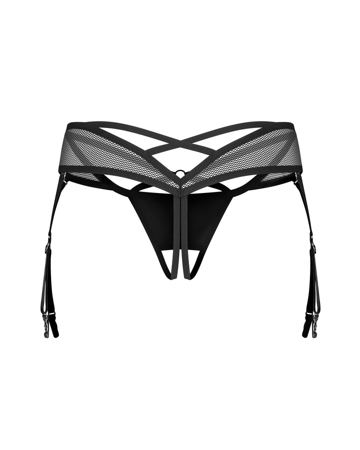 Crotchless thong with garterstraps