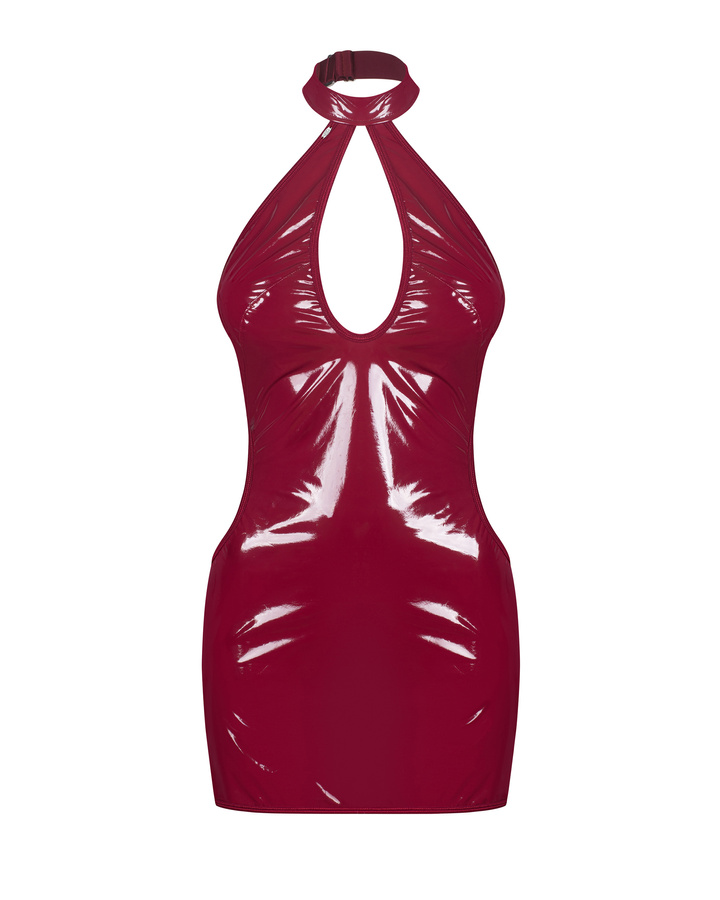 Dress with deep neckline & choker