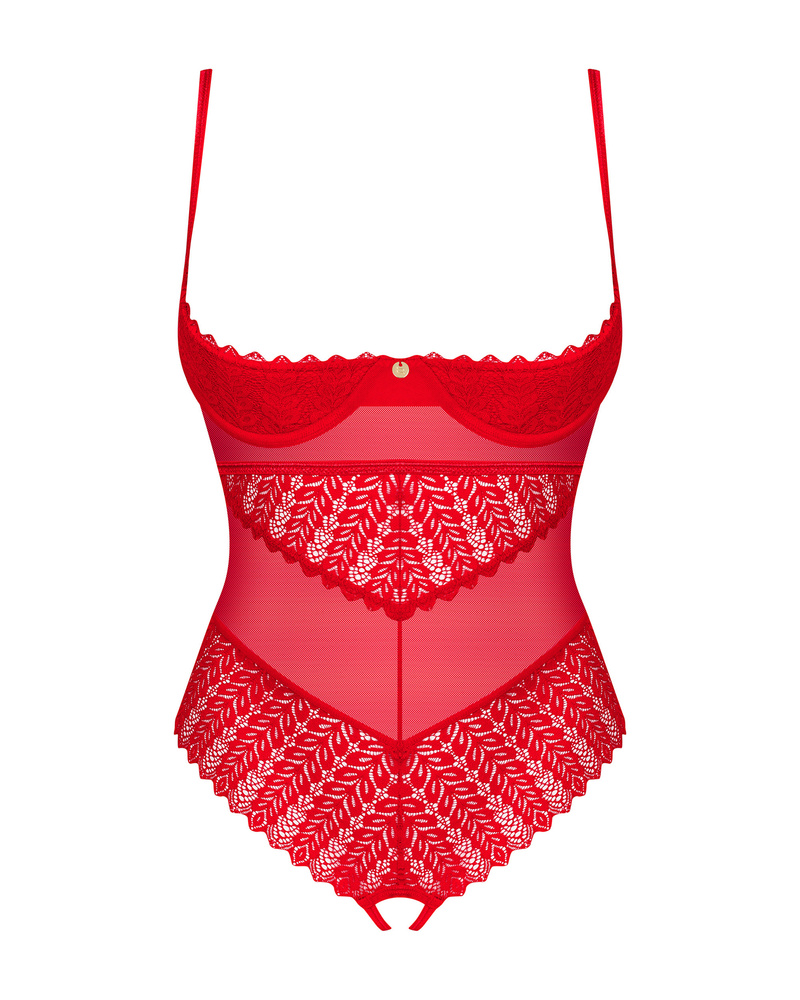 Red crotchless & cupless teddy