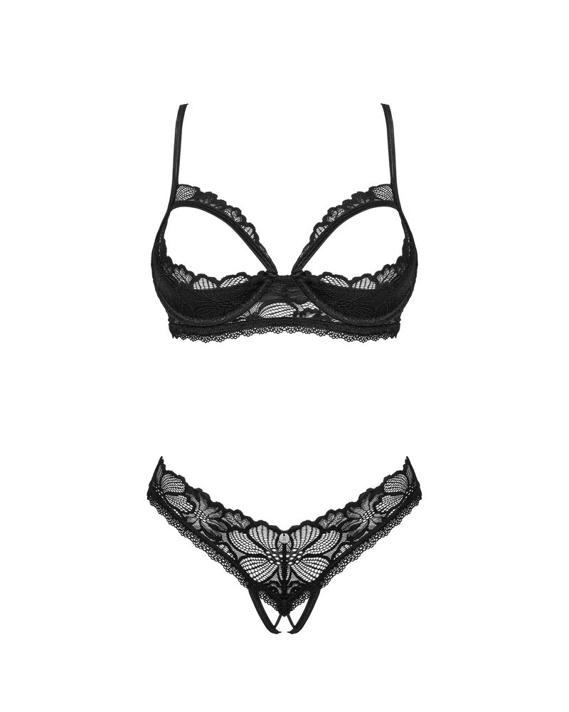 Set: cupless bra & crotchless thong