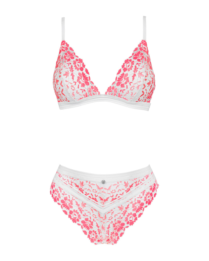 Set di lingerie rosa in pizzo