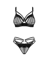 Set with decorative straps: bra & thong