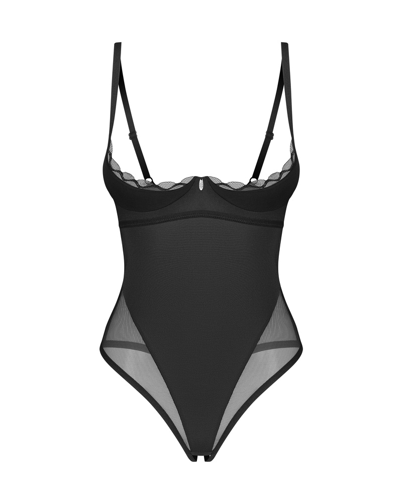 Crotchless and cupless teddy