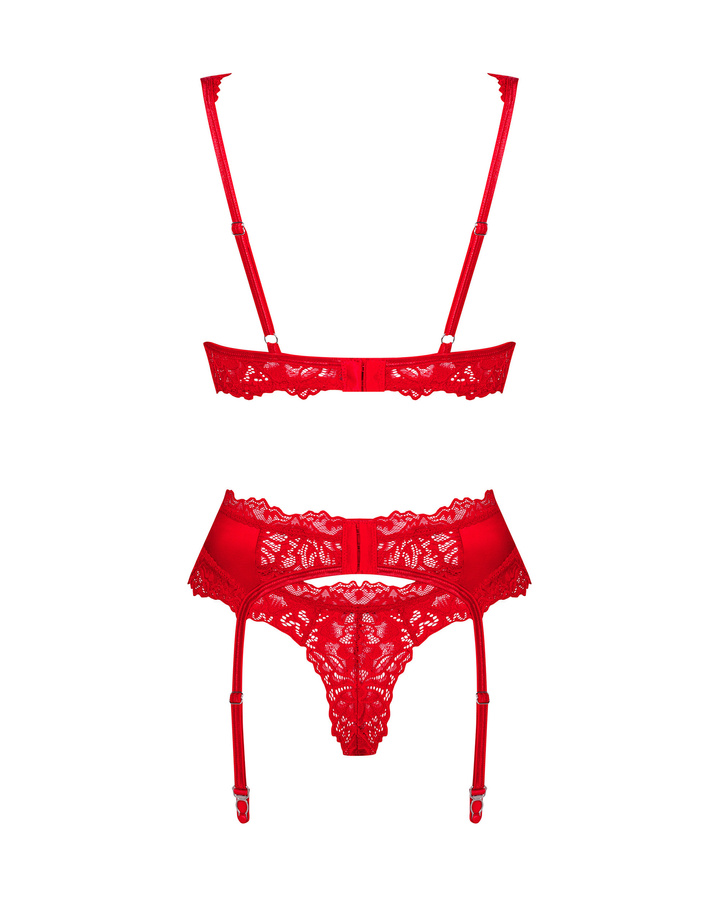 Red set: bra, garter belt, thong