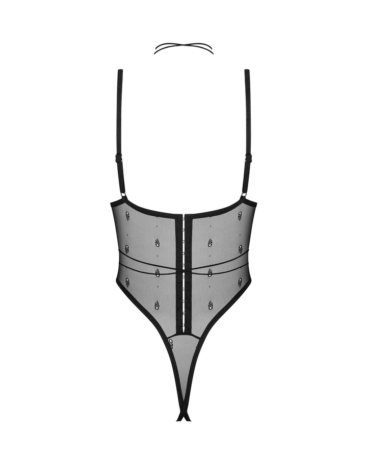 Crotchless teddy with corset closure