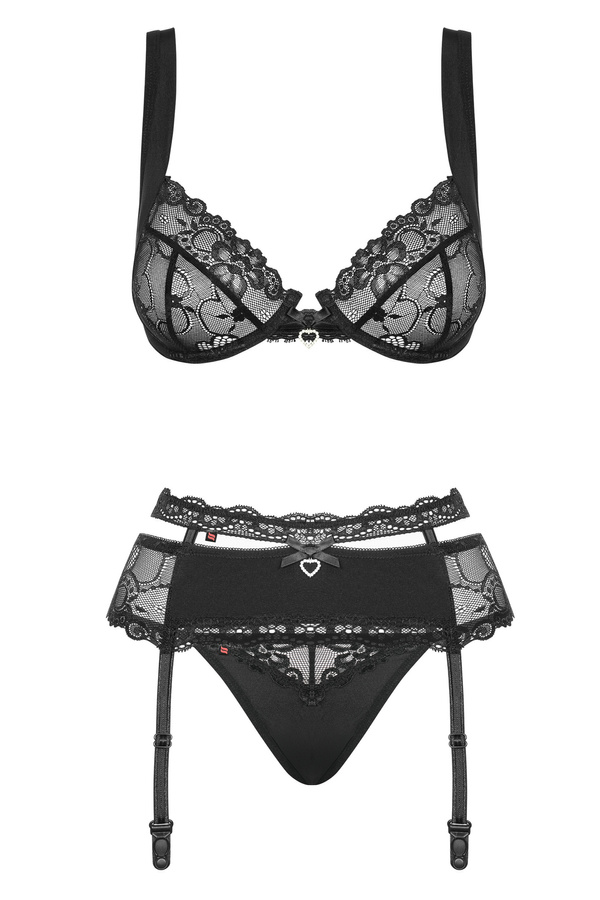 Set sexy: reggiseno, cintura con giarrettiera, perizoma