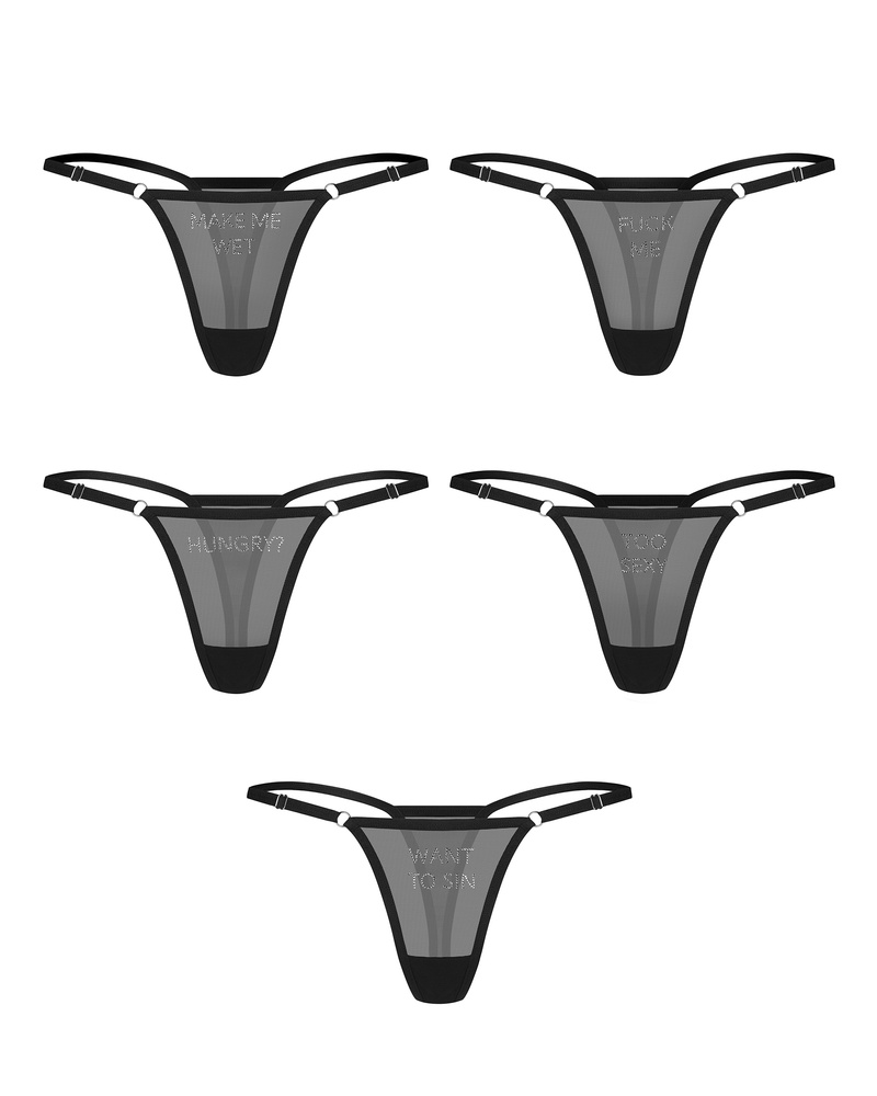 Set of 5 thongs with inscriptions