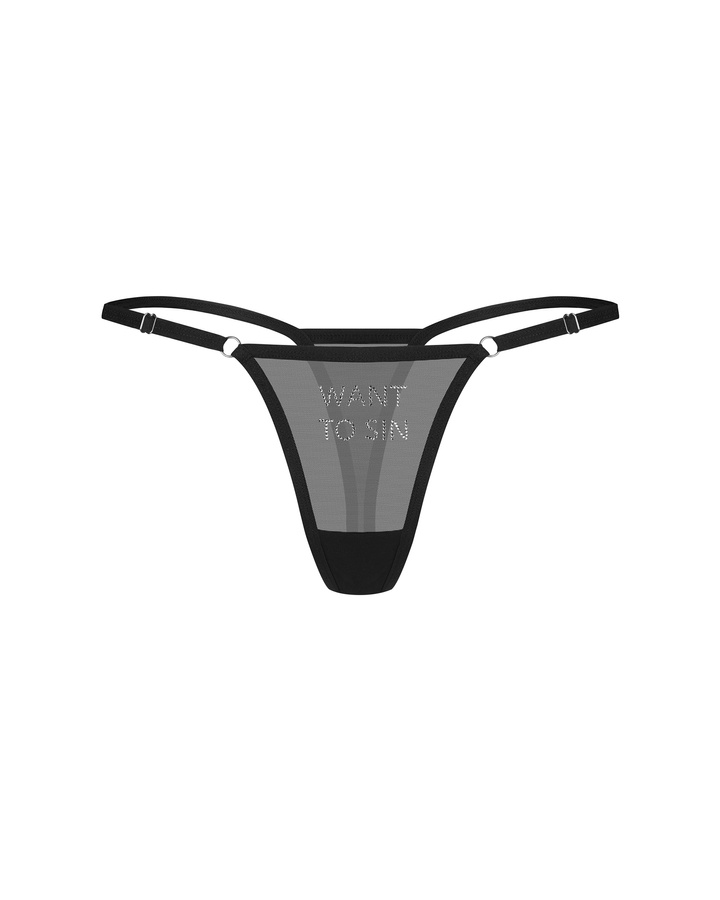 Thong with inscription “Want to Sin”