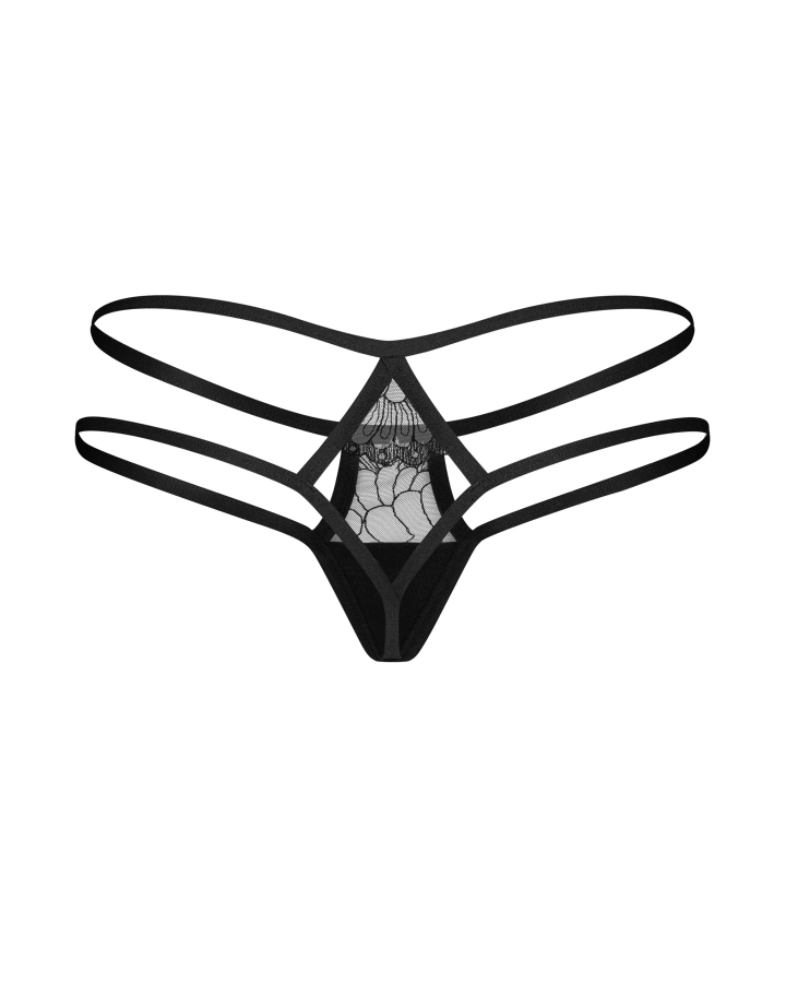 Black panties with geometric cut-out