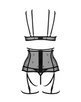 Set: bra, thong, garter belt & garters