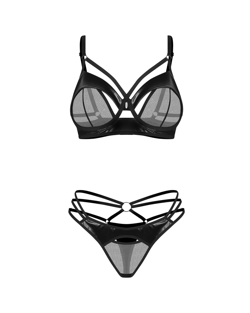 Set with decorative straps: bra & thong