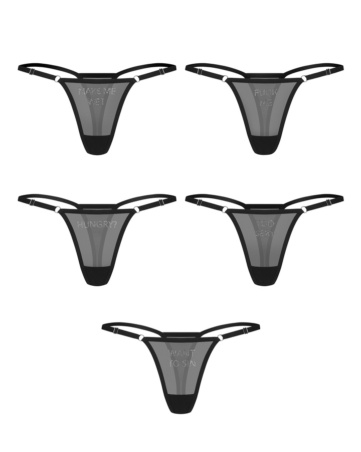 Set of 5 thongs with inscriptions