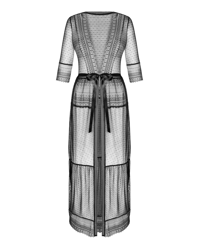 Black, long peignoir