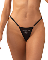 Black thong with rhinestone decoration