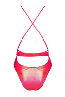 Red, one-piece swimsuit