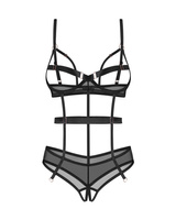 Crotchless, black adjustable bodysuit