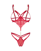 Red cupless & crotchless teddy