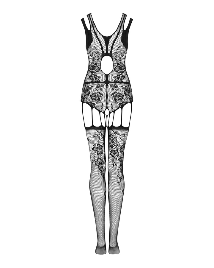 Bodystocking with floral pattern