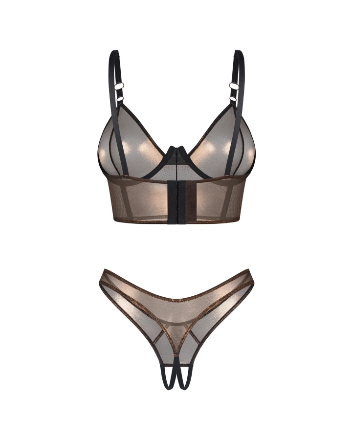 Shimmer top & crotchless thong