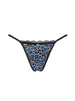 Blue thong with animal patterns