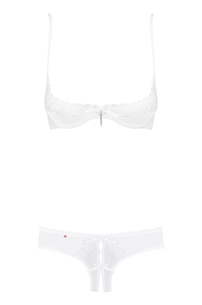 Set di lingerie in pizzo: reggiseno a mezza coppa con ferretto e tanga senza cavallo