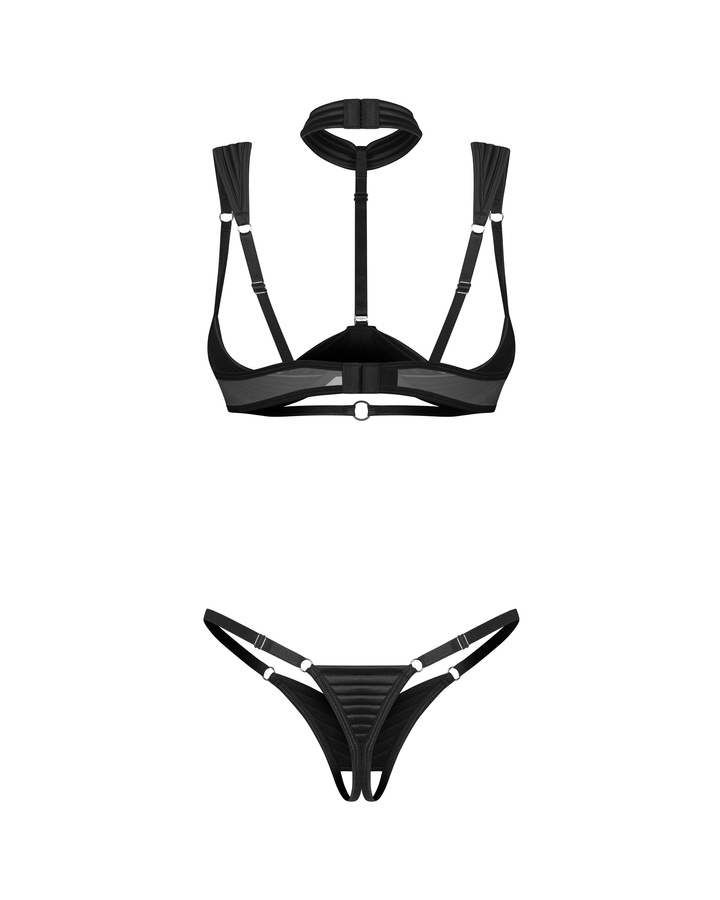 Black set: bra with choker & thong