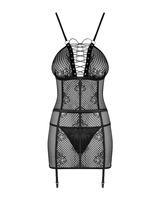 Chemise with detachable garters with thong