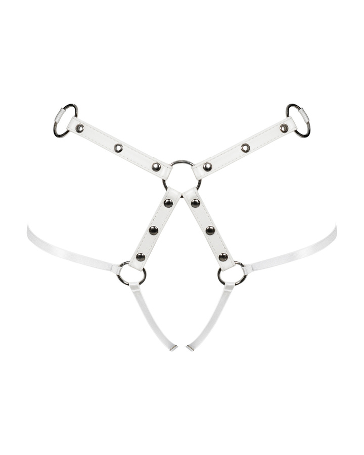 White, leather harness