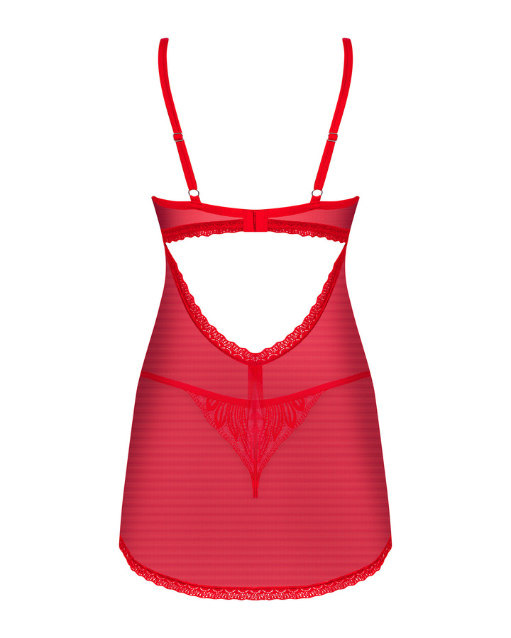 Babydoll rosso trasparente e perizoma