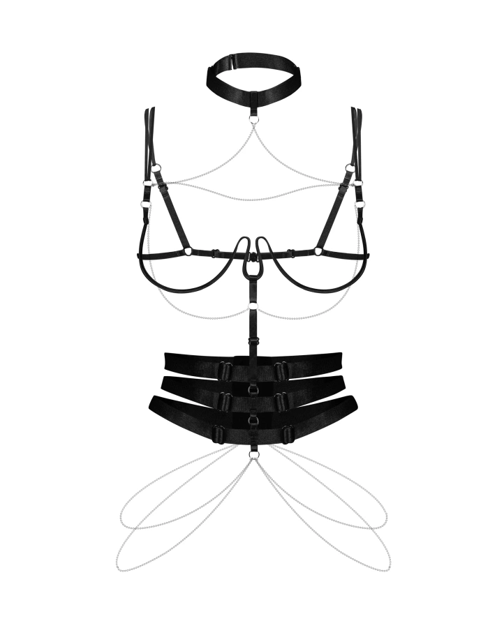 Black harness with decorative chains