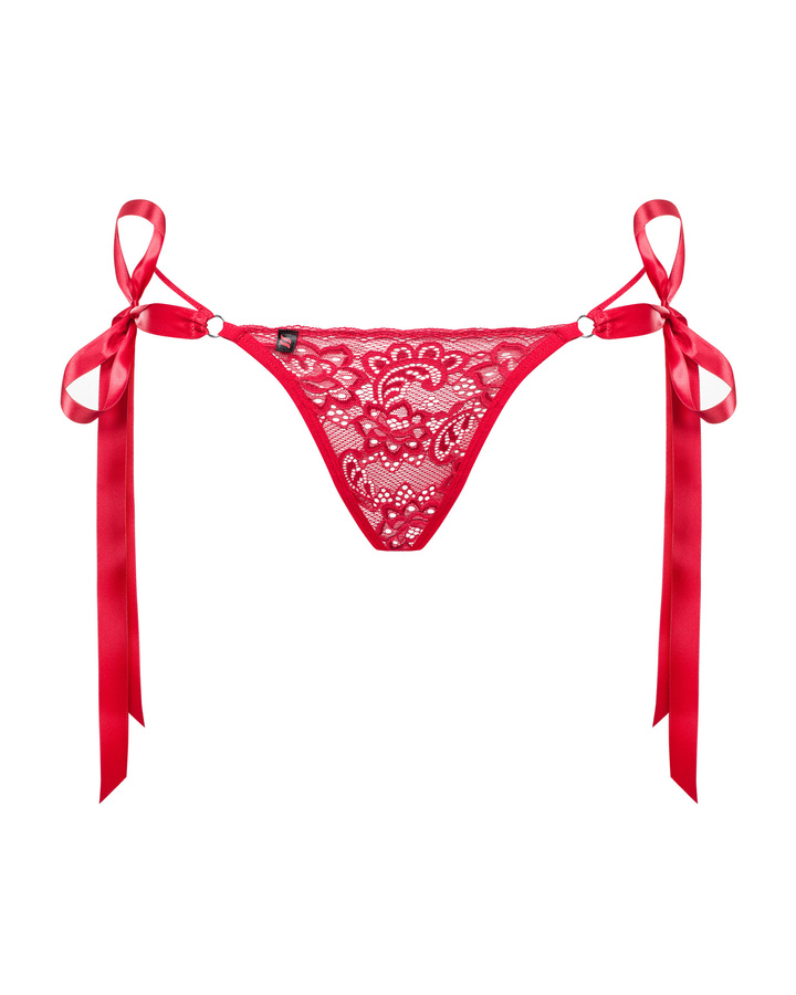 Red thong with bows