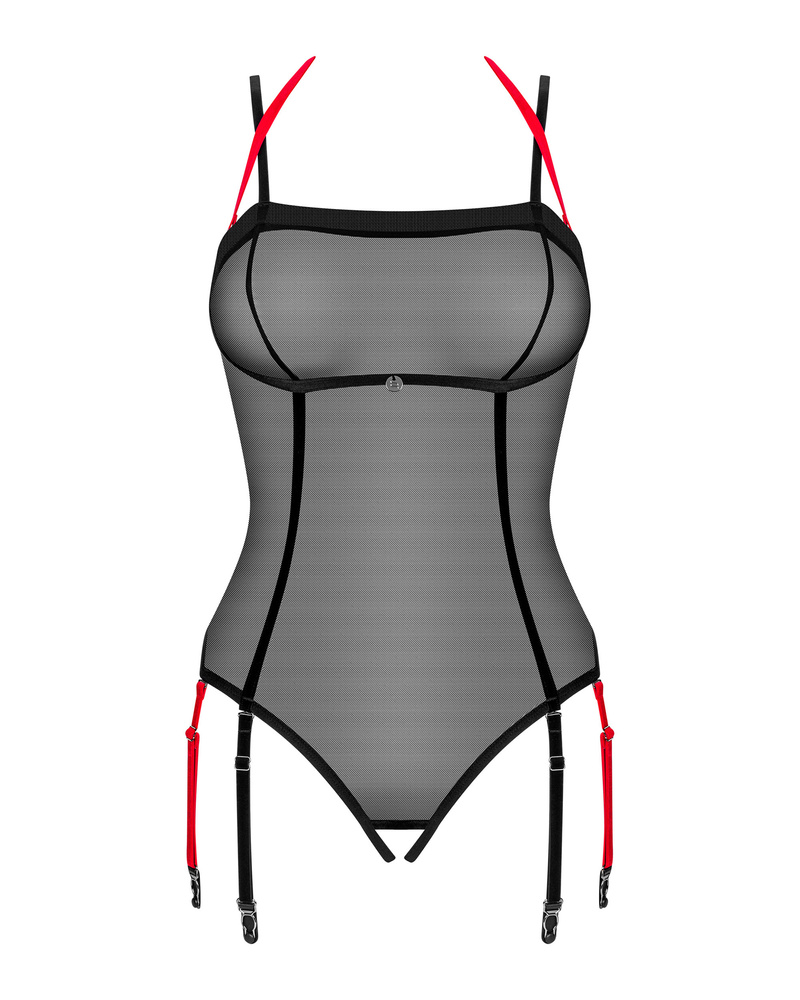 See-through teddy with open crotch