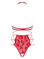 Red, crotchless teddy