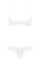 Set di lingerie in pizzo: reggiseno a mezza coppa con ferretto e tanga senza cavallo