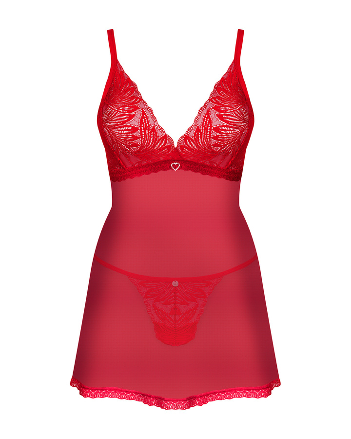 Babydoll rosso trasparente e perizoma