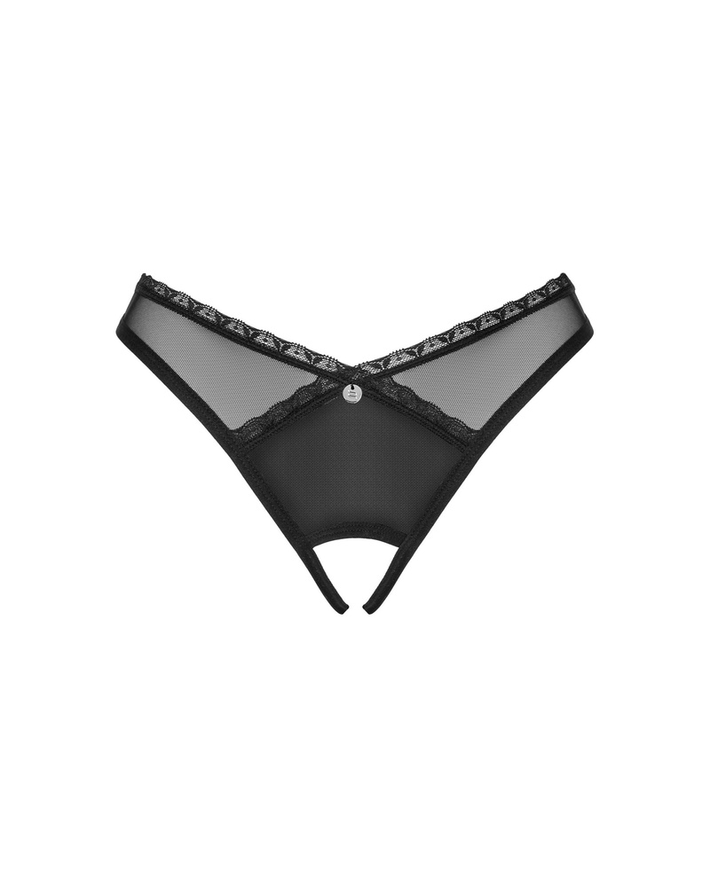 Black thong with open crotch