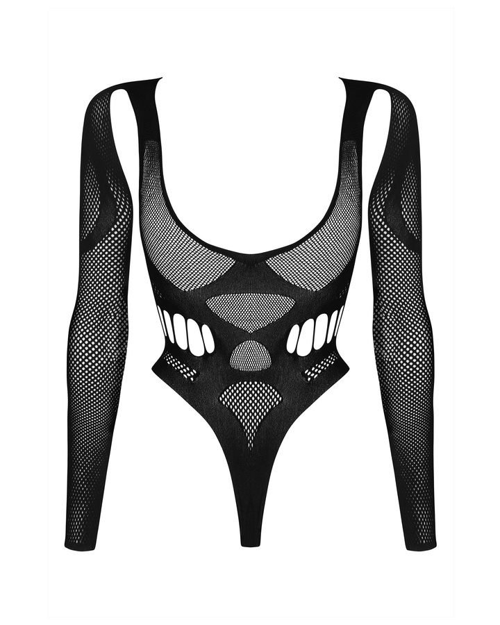 Black teddy with high cut on the hip