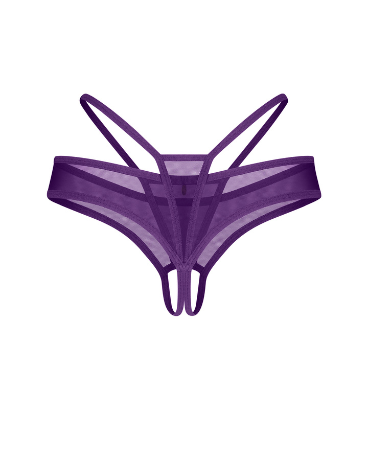 Violet thong with open crotch