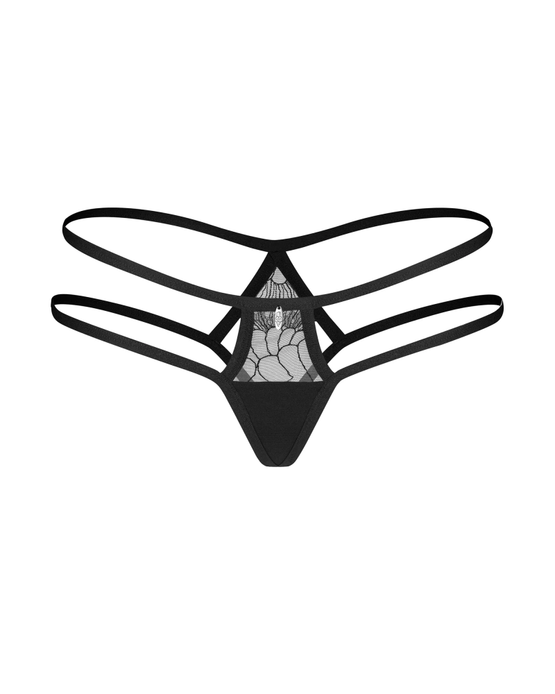Black panties with geometric cut-out