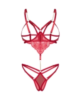 Red cupless & crotchless teddy