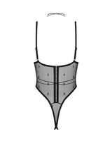 Crotchless teddy with corset closure